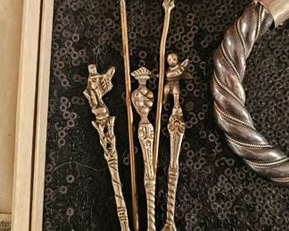 Three Vintage Italy Sweet Service Set Italian Baroque Set & Two Olive/Pickle Forks