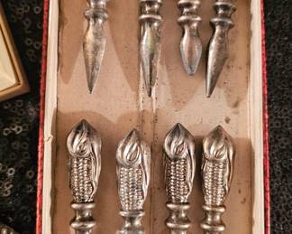 Antique Silver-plated Corn Holders