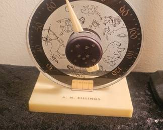 Vintage Zodiac Astrology Desk Thermometer - Mid Century