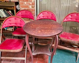 Vintage Folding Chairs & Side Table