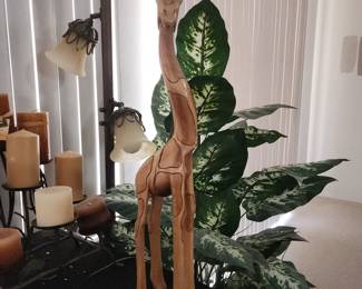 Vintage Wood Hand Carved Tall Skinny Giraffe Figurine