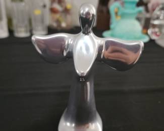 Angel Figurine Statue Hoselton Polished Aluminum Sculpture