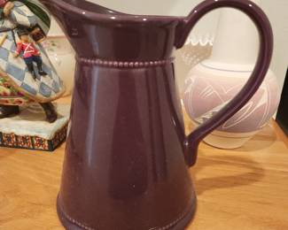 Vintage Martha Stewart Maroon Red Pottery Pitcher