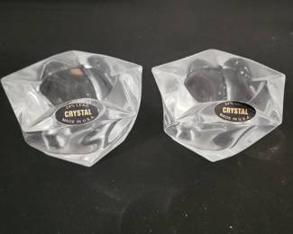 24% Lead Crystal Votive Candle Holders Pair