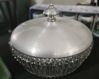 Decorative Art Deco Glass Bowl, Vintage Serving Dish