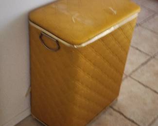Retro Gold Vinyl Quilted Clothes Hamper