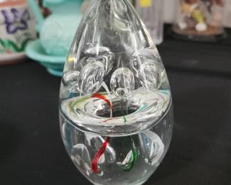 Glass Controlled Bubble Paperweight