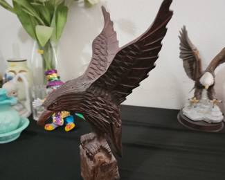 Bald Eagle Hard Wood Bird Carving Birds Of Prey Hand Carved.