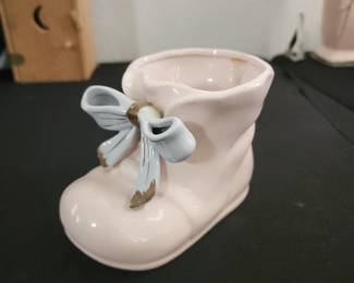Vintage Napcoware Pink White Gold Bootie Planter