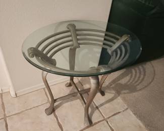 Metal and Glass Side Table (There a matching Coffee Table)