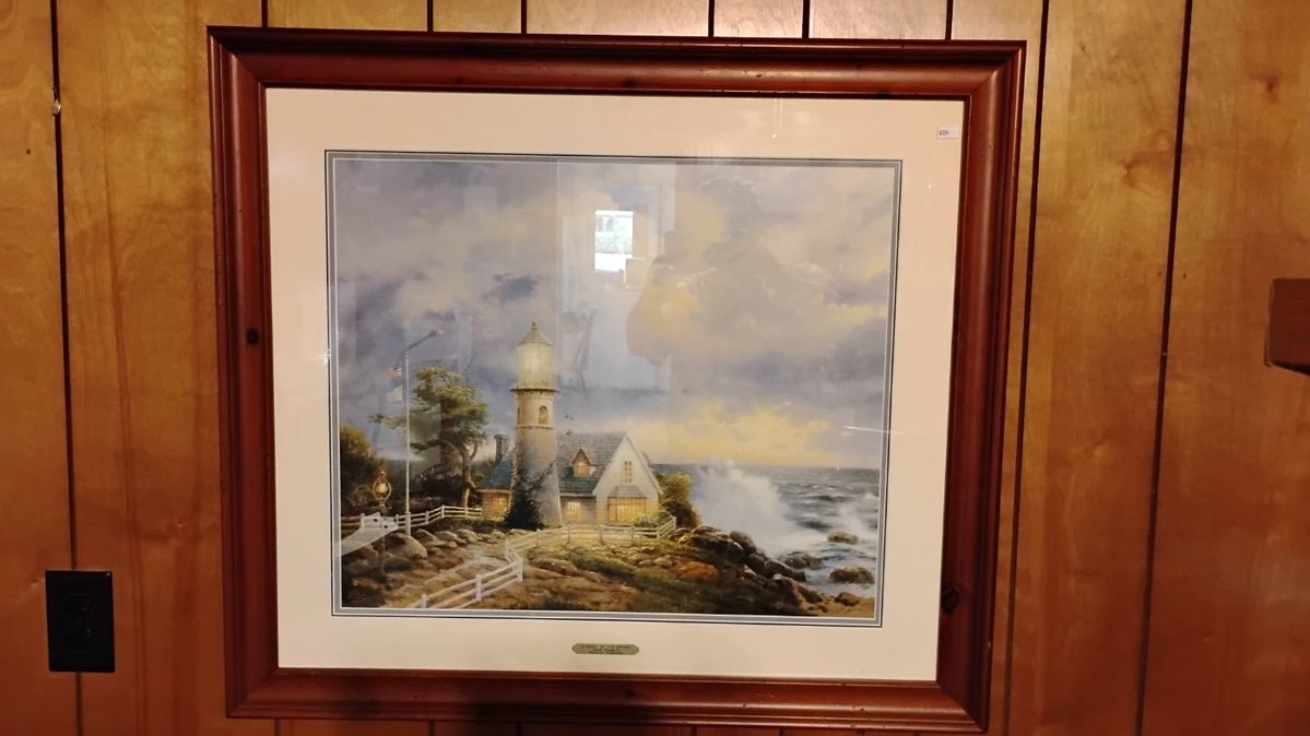Genuine Thomas Kinkade "I am the Light" matted in a beautiful frame. On reserve.