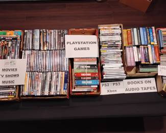 CD's - Movies and TV Series. Play Station and Xbox games. Music CD's. Educational series on CD's