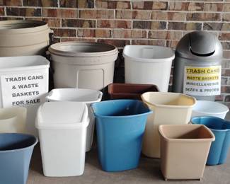 All sizes trash and waste baskets