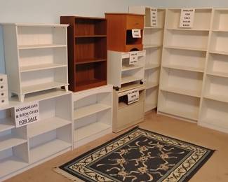 Shelves and throw rug