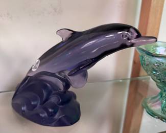 Signed Fenton Dolphin Figurine