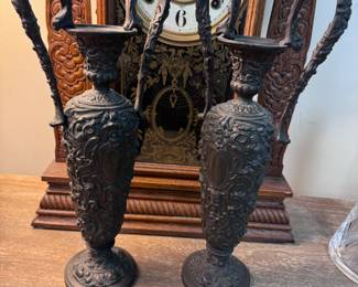Pair Antique Handled Vases