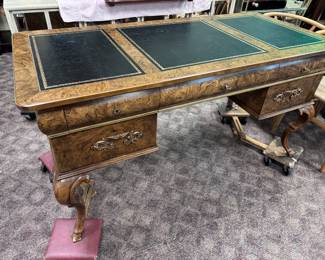 Leather Top Burlwood desk