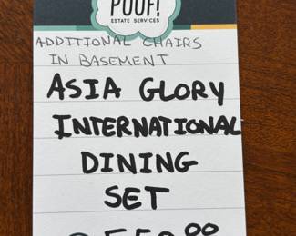 Asia Glory International Dining Set
