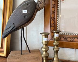Candleholders, Wooden Sculpture of a Crane