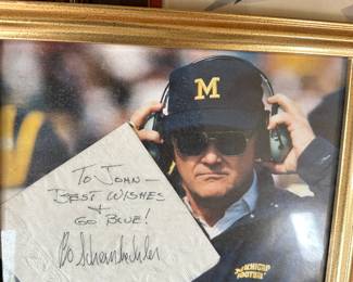 Bo Schembechler autographed napkin.
