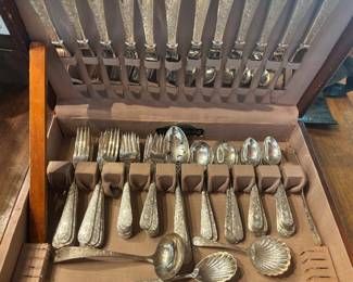 Sterling Flatware--Kirk--
Old Maryland Engraved--
'M' Monogram
Huge Set with Serving Pieces