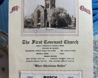 1962 First Covenant Church, Chicago 45, IL . Rogers Park 