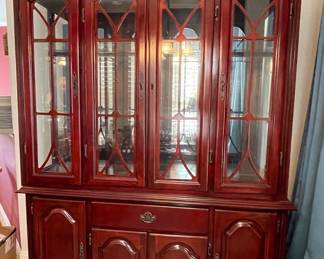  04 Wood Cherry Colored Dining Room China Hutch