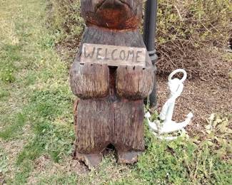 Wooden Bear and Anchor Yard Decoration 