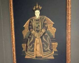 Chinoiserie style wall art depicting a Chinese Emperess