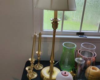 Brass TAble Lamp - Brass Candlestick holders 