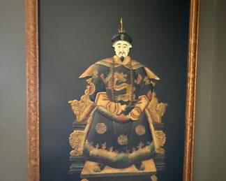 Chinoiserie style wall art depicting a Chinese emperor 