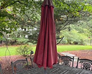 red outdoor umbrella 