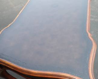 THEODORE ALEXANDER / LEATHER TOP WRITING DESK, W/METAL DETAILS 
