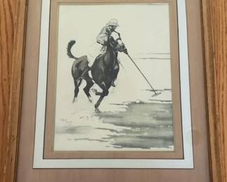 Vintage Framed Polo Player Print