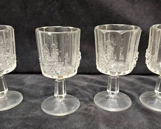 Westmoreland Clear Glass Paneled Grape Wine Glasses