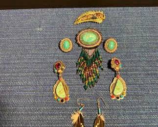 Turquoise Pin, Earrings Sterling Earrings