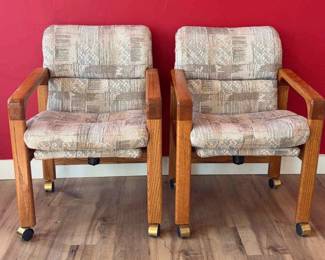 Two Oak Fabric Chairs
