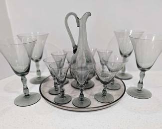 Vintage Smoke Glass Cocktail Set
