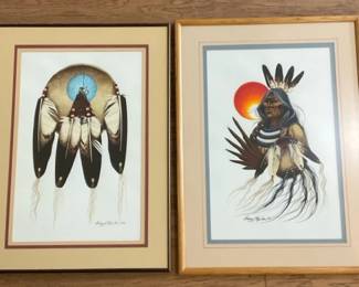 Barry Manchu Prints Native American Man Eagle with Feathers