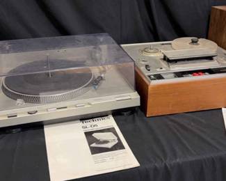 Vintage Technics Turn Table Sony Tape Recorder 