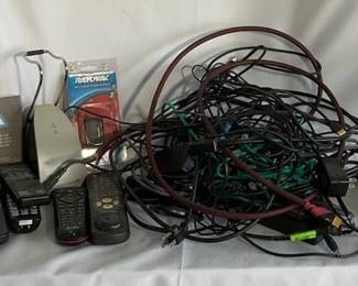 Mystery Lot of Electronic Plugs, Wires, Remotes More