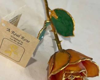 Real Rose Dipped 24K Gold