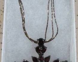 Sterling & Garnet Cross Necklace