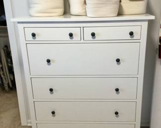 White Laminate Chest of Drawers, Storage Baskets