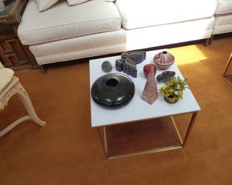 Pair of vintage tables & bric-a-brac