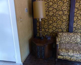 Vintage sofa, chair, coffee table, end tables & lamps