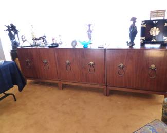 Mid-Century modern credenza bar cabinet, bric-a-brac