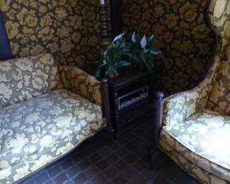 Vintage sofa, chair, coffee table, end tables & lamps