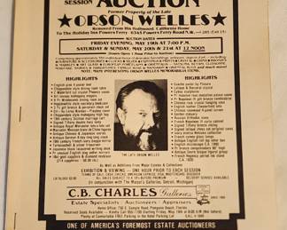 Auction Book of Orson Welles (Pictures of pages in next couple of pictures)