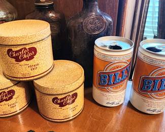 Miniature Charles Chips Cans and Billy Beer Cans